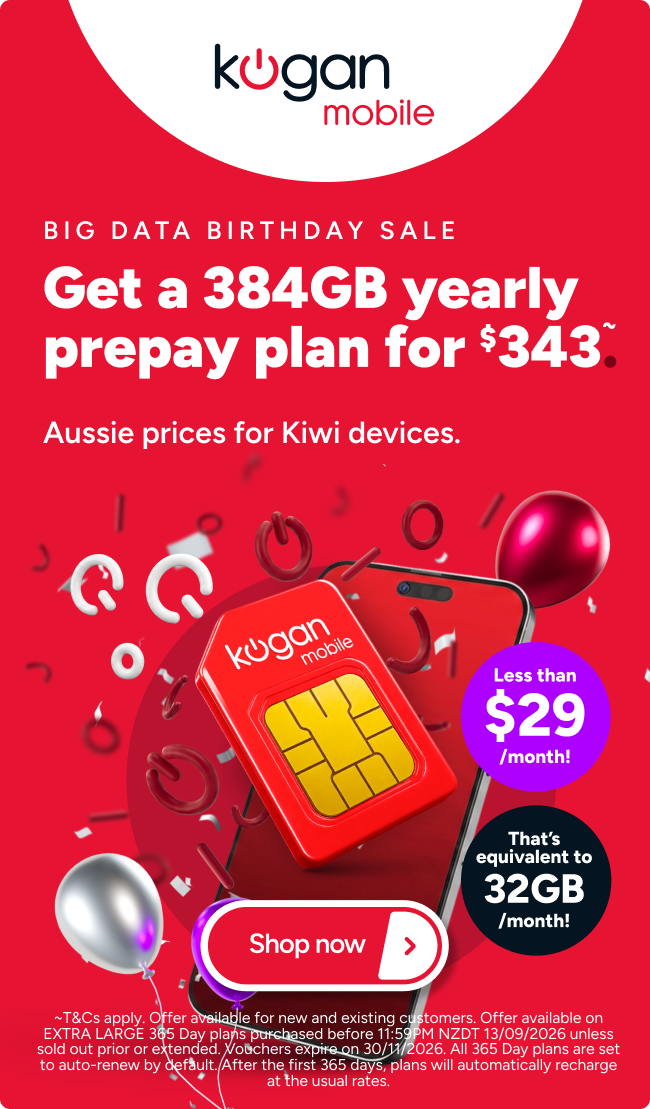 Kogan Mobile birthday sale yearly prepaid plan get 384GB for just $343
